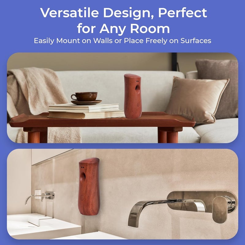 EnBath Automatic Air Freshener Spray Dispenser: Automatic Spray Dispenser with Elegant Wood Design for Commercial or Home Use (2-Pack), Battery Powered Free Standing or Wall Air freshener, Three Time Release - Image 5